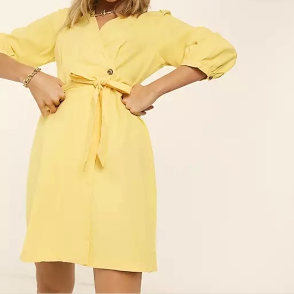 Wrap cotton dress with self-tie belt - Picture 2 of 8